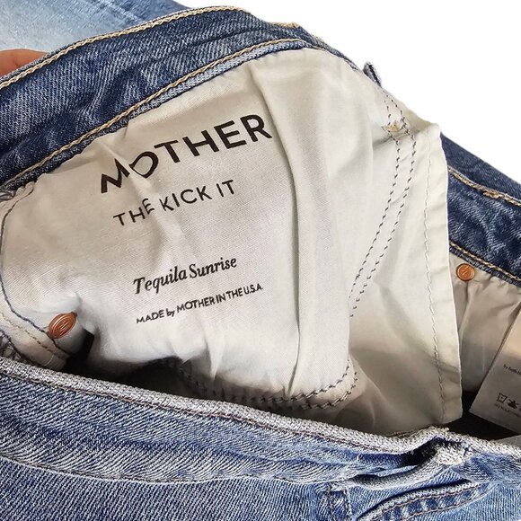 MOTHER The Kick It Jeans in Tequila Sunrise, Cotton, Hi-Rise, Straight, Size 31 - Picture 12 of 12